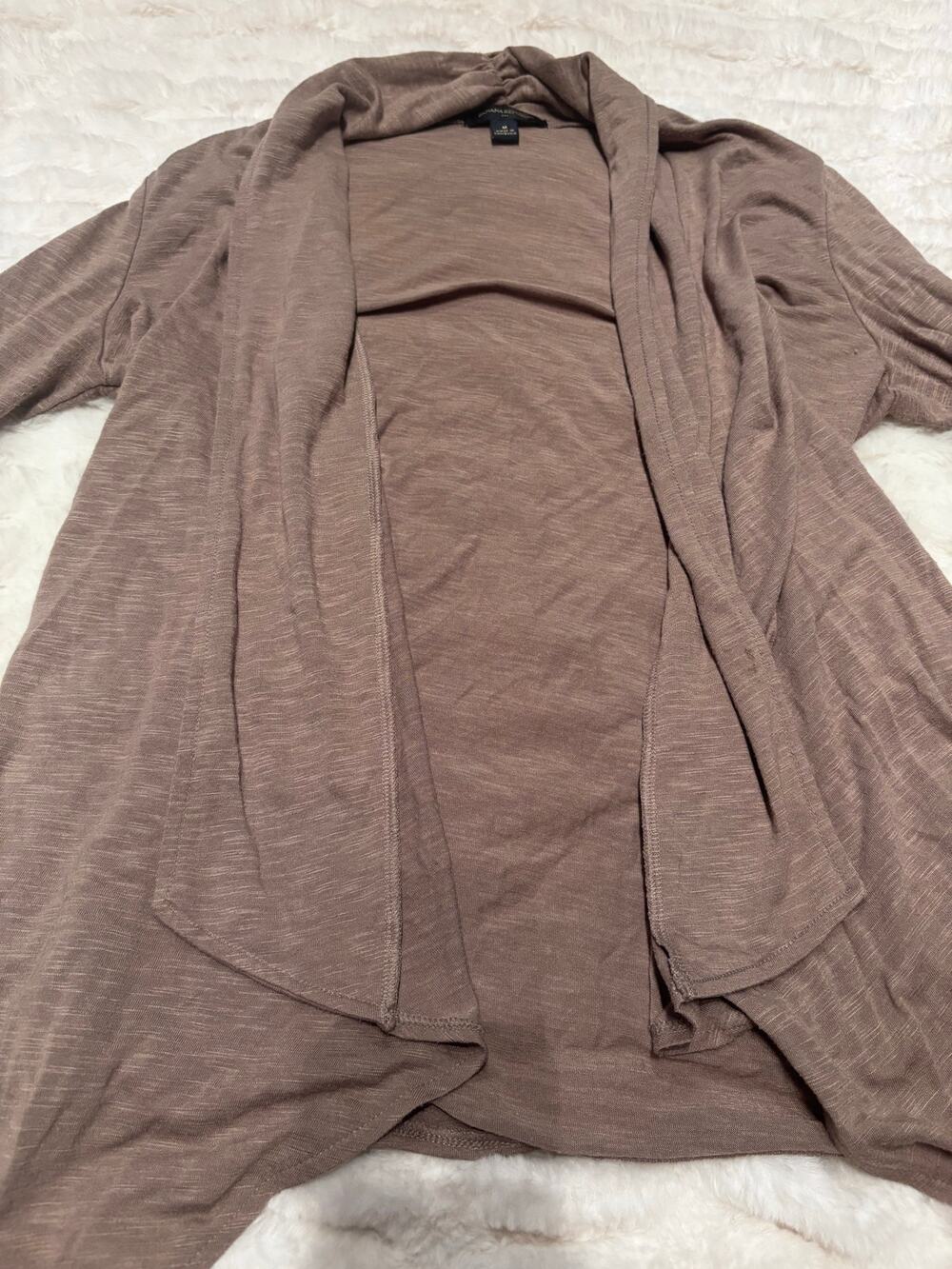Banana Republic Women's Medium Waterfall Cardigan Mauve Taupe Boho Open Front